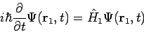 \begin{displaymath}
i\hbar \frac{\partial }{\partial t}\Psi (\mathbf{r}_{1},t)=\hat{H}_{1}\Psi (%
\mathbf{r}_{1},t)
\end{displaymath}