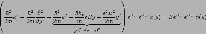 \begin{displaymath}
\left( \frac{\hbar ^{2}}{2m}k_{z}^{2}-\frac{\hbar ^{2}}{2m}\...
...^{ik_{z}z}e^{ik_{x}x}\phi
(y)=Ee^{ik_{z}z}e^{ik_{x}x}\phi (y)
\end{displaymath}