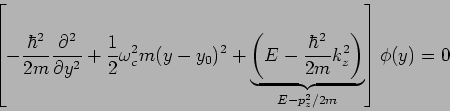\begin{displaymath}
\left[ -\frac{\hbar ^{2}}{2m}\frac{\partial ^{2}}{\partial y...
...}}{2m}%
k_{z}^{2}\right) }_{E-p_{z}^{2}/2m}\right] \phi (y)=0
\end{displaymath}